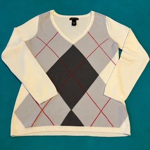 New York and Company argyle v-neck sweater